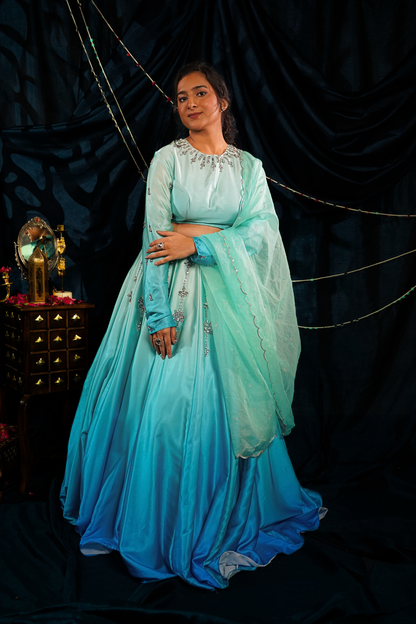 Rang sutra turquoise