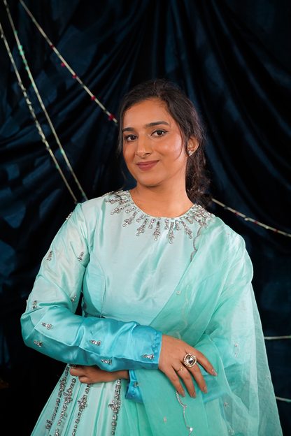 Rang sutra turquoise