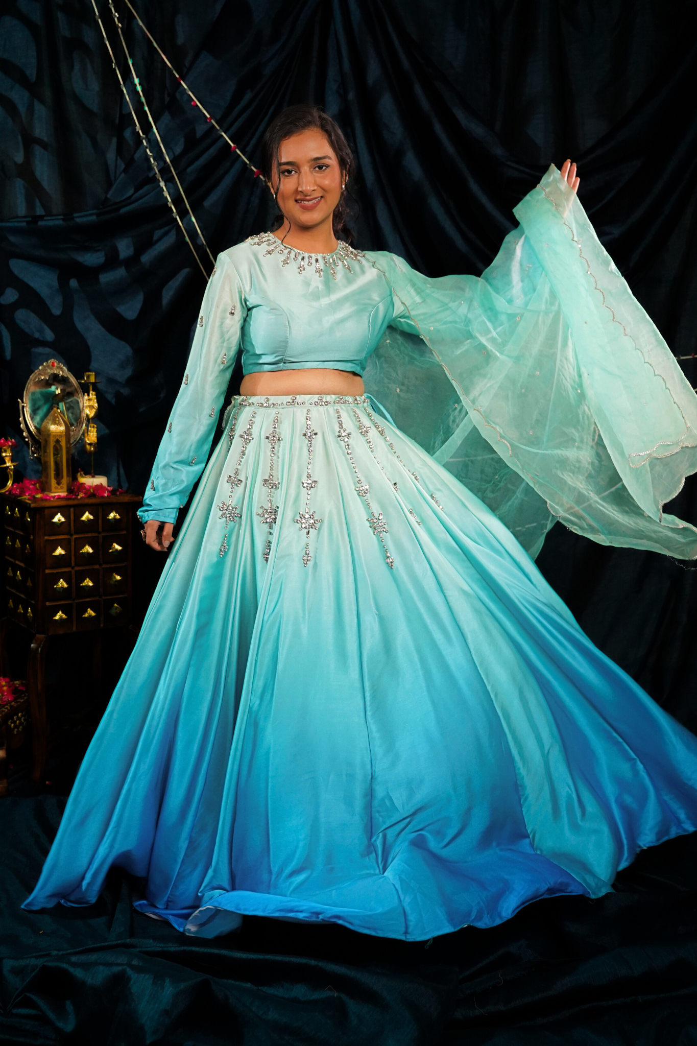 Rang sutra turquoise