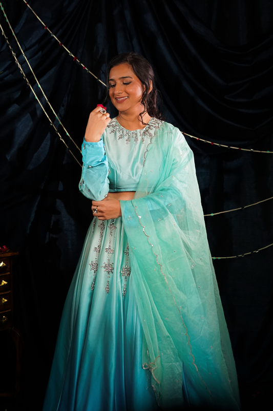 Rang sutra turquoise